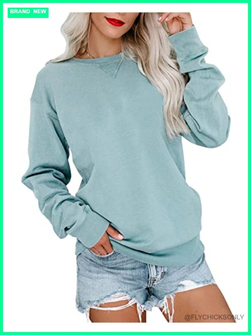 Womens Casual Long Sleeve Crew Neck Pullover Sweatshirt Relaxed Fit